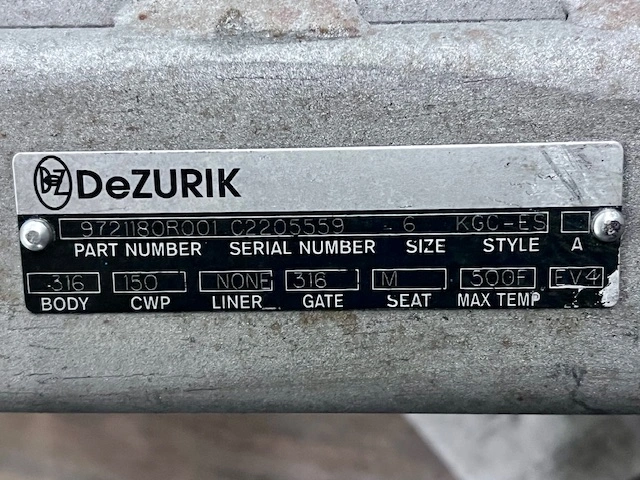 6" Dezurik KGC-ES Stainless Steel Air Operated Knife Gate Valve New Storeroom Spare
