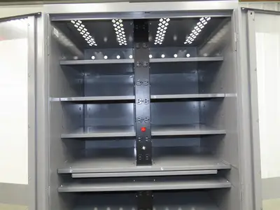 Uline H-8960 Storage Charging Cabinet 32 Outlet 120V Clear Dual Door 36" Wide