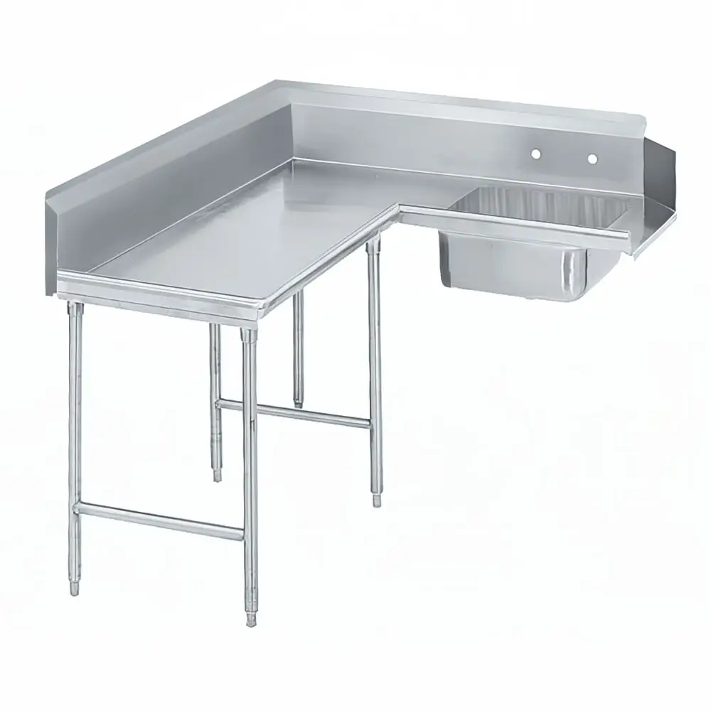 Advance Tabco DTS-K70-96L 95" L-R Korner Soil Dishtable - Crossrails, Stainless Legs, 14 ga 304 Stainless