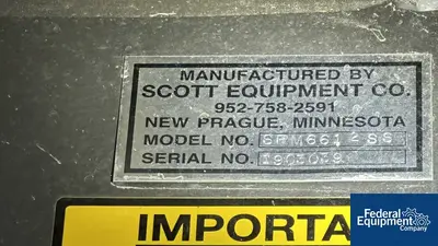 USED Scott Equipment 284 Cu Ft Scott Equipment Ribbon Blender, S/S, Model SRM6612SS