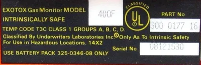 USED NEOTRONICS 300-0177-16 EXOTOX 400F GAS MONITOR 300017716