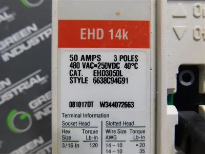 EATON Cutler-Hammer EHD3050L Circuit Breaker 50A 480VAC 250VDC 6638C94G91 New