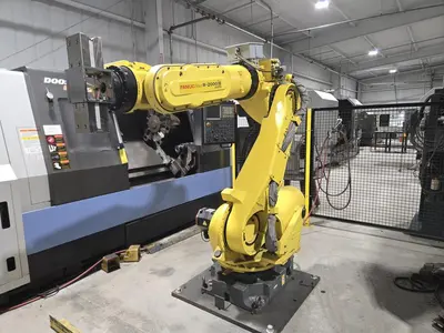 2012 Fanuc Robot R-2000i6 210FS Robotic Arm System w/ Camera System, Pallet Supports, Controllers,