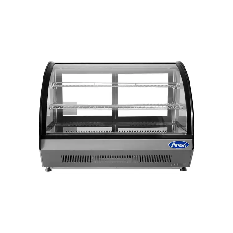 New | in-Stock Atosa New Atosa CRDC-46 Countertop Refrigerated Display Curved, 4.6 Cu Ft Display Refrigerators Illinois US | Falcon Restaurant Supply #1375259