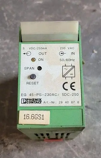 Used PHOENIX CONTACT EG 45-PS-230AC/5DC/250 Misc Electrical & Power Parts Wisconsin US | Lemke Machinery Sales #313337