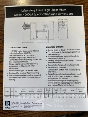 Used ROSS HSM-400DLA Homogenizers | Star Industries #1254089