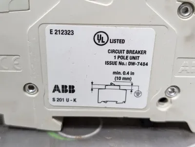 Lot of 10 ABB S201U-K16A Single Pole Circuit Breakers 16A 240VAC Used