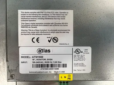 Atlas ATM1900 SXGA 19" 100-240V 50-/60Hz 1.0A MAX (2F-1)