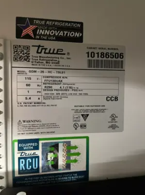 182-0008 True GDM-26-HC- TSL01 Single Glass Door Cooler