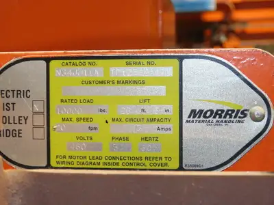 Cleveland Tramrail P&H 5 Ton Single Girder Underhung Bridge Crane 45' 10" Span