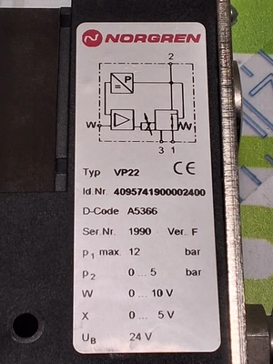 NORGREN VP22 A5366 PROPORTIONAL PRESSURE CONTROL VALVE