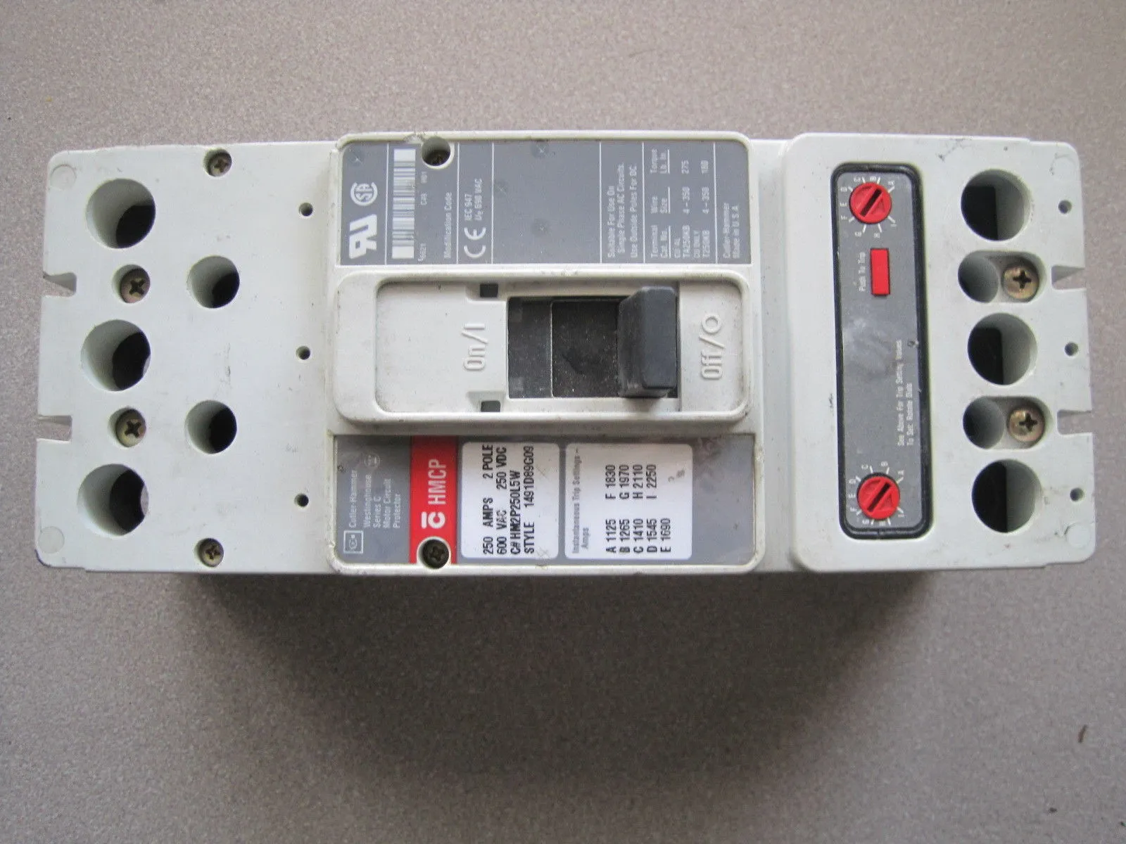 USED WESTINGHOUSE HM2P250L5W BREAKER