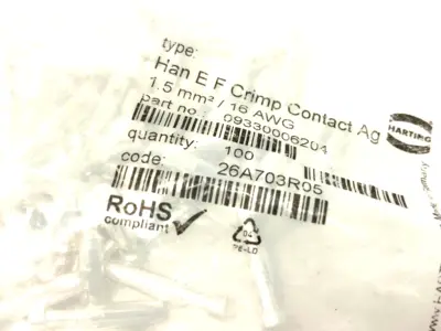 USED HARTING FEMALE HAN E F CRIMP CONTACT AG 1.5 MM²/ 16 AWG