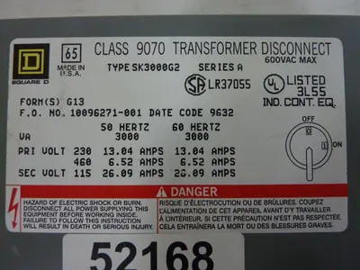 Used SQUARE D 9070-SK3000G2 Transformers Michigan US | Ideal Machinery #1275257