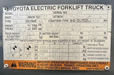 USED 2019 TOYOTA 8FBCU25