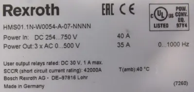 REFURBISHED REXROTH HMS01.1N-W0054-A-07-NNNN SERVO DRIVE R911328605
