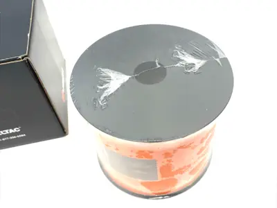 USED LABELTAC PRO MODEL HIGH PERF. 10 YEAR VINYL LABEL, ORANGE 4" X 150'/ROLL