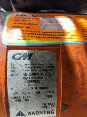 CM Lodestar 2 Ton Motor Driven Hoist