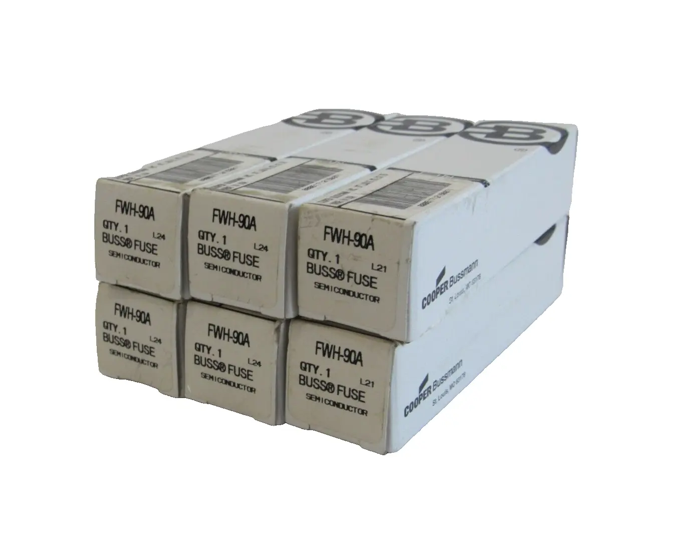 NEW LOT OF 6 BUSSMANN FWH-90A FUSES 500V 90AMP FWH90A