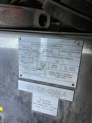 Stainless Steel Bulk Super Sack Bag Unloader w/ Dust Collector & Push Control