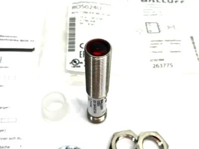 USED BALLUFF CYLINDRICAL THROUGH-BEAM PHOTOELECTRIC SENSOR BOS 12M-PA-RE10-S4