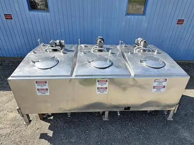 Used 2000 Gallon Jacketed Tank, 3 Compartments With Mixers, Flavor Tank