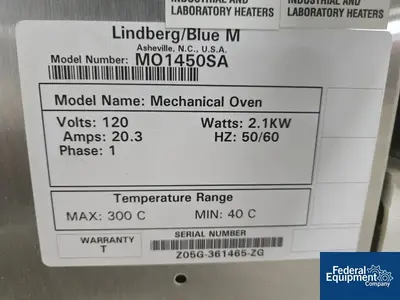 USED Lindberg Lindberg/Blue M Mechanical Oven, Model MO1450SA