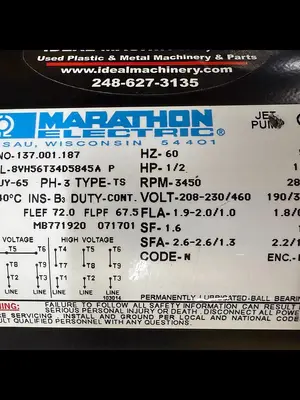 USED MARATHON MOTOR 8VH56T34D5845A P