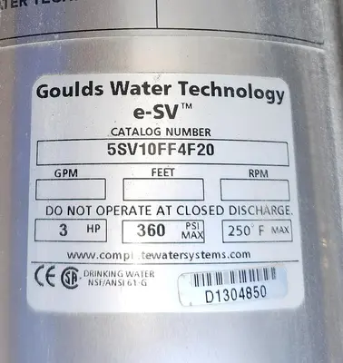 USED GOULDS 5SV10FF4F20