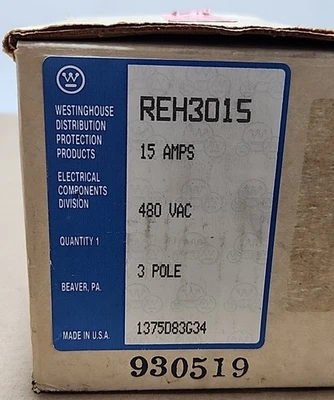 New | in-Stock Westinghouse REH3015 Circuit Breakers Indiana US | J&J Industrial Supply #1072700