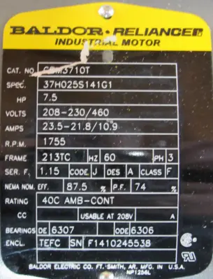 NEW BALDOR CBM3710T BRAKE MOTOR 7.5HP 208-230/460V 213TC 1087041Y0EQF