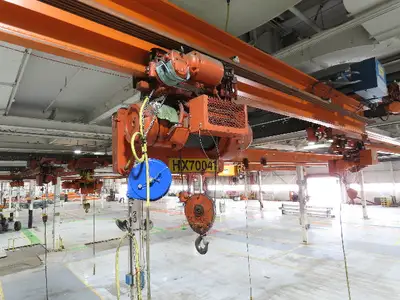 Cleveland Tramrail P&H 2 Ton Single Girder Underhung Bridge Crane 45' 10" Span