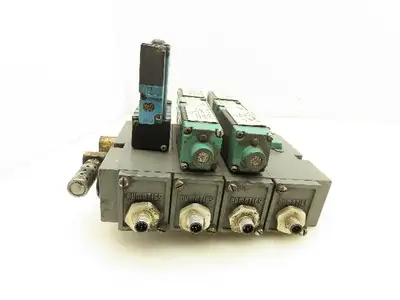 Numatics/Mac 081SS400M000061 Pneumatic Manifold 3 Solenoid Valve 24VDC