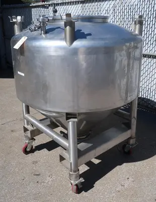 SPC9003  Tank 200 gallon vertical tank, Stainless Steel, conical on casters