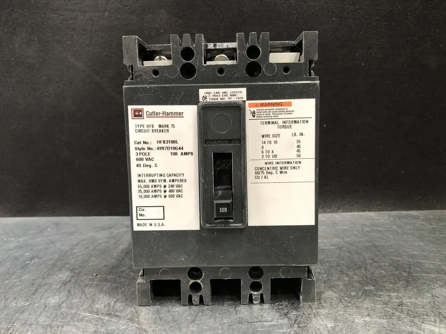 USED CUTLER-HAMMER HFB3100L