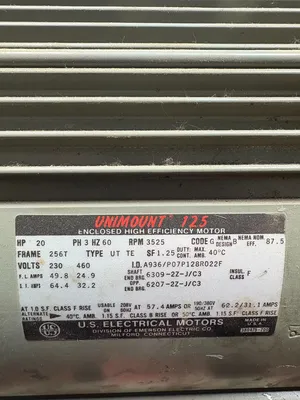 US MOTOR A936/P07P128R022F A.C. Motors | ESS Industrial Equipment Sales (6)