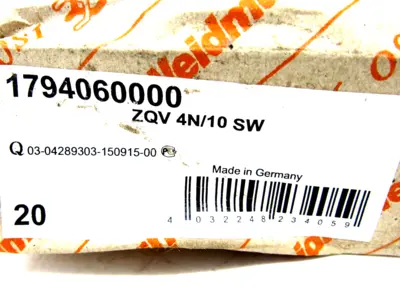 NEW 20 PCS. WEIDMULLER ZQV 4N/10 CROSS CONNECTOR ZQV4N10