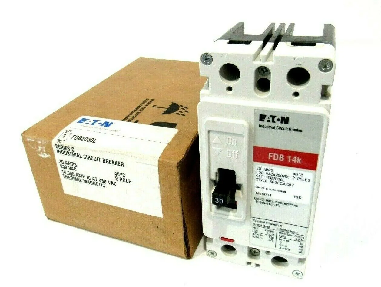 NEW EATON FDB2030L CIRCUIT BREAKER SER.C 2 POLE 30A 600VAC