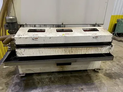 63" MIDWEST AUTOMATION MODEL #N3-6375 3 HEAD WET TYPE BELT DEBURRING GRINDER MACHINE: STOCK 18225