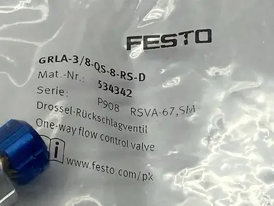 GRLA-3/8-QS-8-RS-D, 534342 | Festo GRLA-3/8-QS-8-RS-D One Way Flow Control Valve QS-8 534342 - New