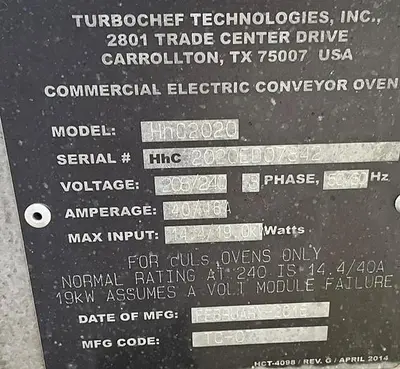 USED TURBOCHEF 2020