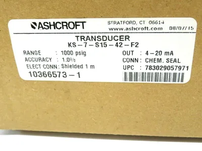 NEW ASHCROFT KS-7-S15-42-F2 TRANSDUCER KS7S1542F2