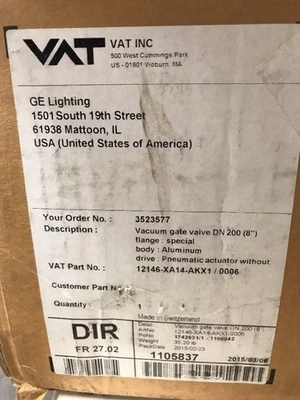 New | in-Stock VAT 12146-XA14-AKX1 / 0006 Miscellaneous MRO | J&J Industrial Supply #503073