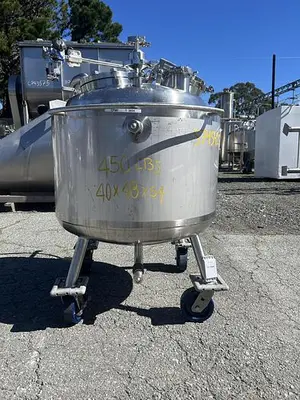 Tank, 40 Gallon (150 Liters), 316L Stainless Steel, Jacketed, 45 PSI Internal #5991215