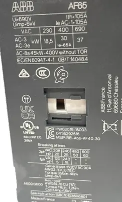 NEW ABB 1SBL387001R1311 CONTACTOR AF65-30-11-13 100-250V 50/60HZ