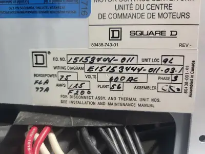 USED SQUARE D MODEL 6