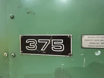 14' X 3/8" CINCINNATI MODEL 375-HS HYDRAULIC SHEAR WITH BACK GAUGE; FLOOR STANDING, NEW 1998: YOBRO #24238