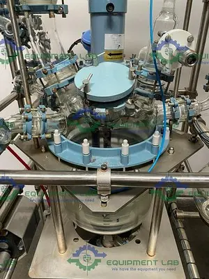 USED BUCHIGLASUSTER CHEMREACTOR GR 15 LITER GLASS BIO-REACTOR W/ CONDENSERS & MORE