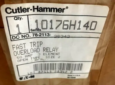 NEW CUTLER HAMMER 10176H140G FAST TRIP OVERLOAD RELAY
