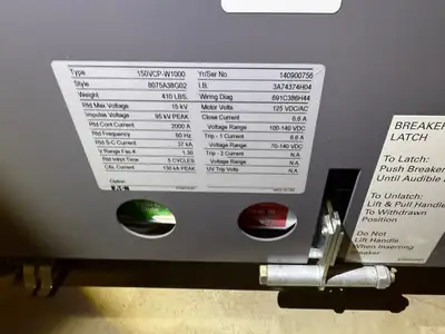 25kV Switchgear Lineup 1200A w/ Power Vac Breaker VB1 27.0-16-0